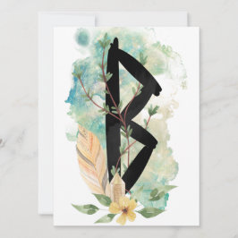 Berkano Floral Green & Yellow Norse Futhark Rune