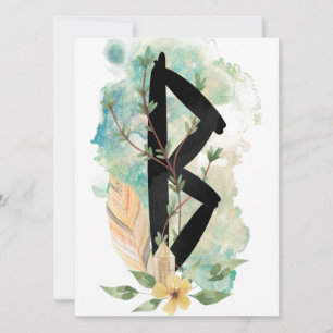 Berkano Floral Green & Yellow Norse Futhark Rune