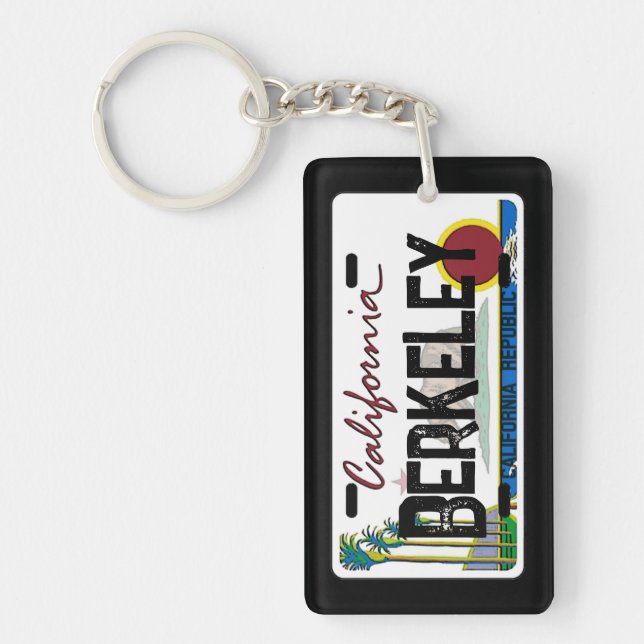 Berkeley California flag license plate keychain Schlüsselanhänger (Vorderseite)