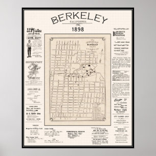 Berkeley Karte 1898 Poster