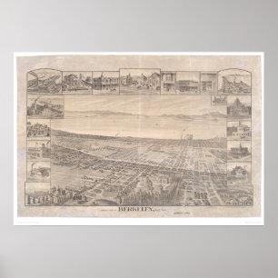 Berkeley, panoramische Karte 1891 (0099A) - Unruhe Poster