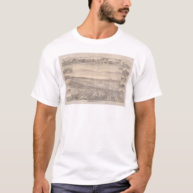 Berkeley, panoramische Karte 1891 (0099A) - Unruhe T-Shirt (Vorderseite)