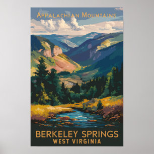 Berkeley Springs Illustration Travel Art Vintag Poster