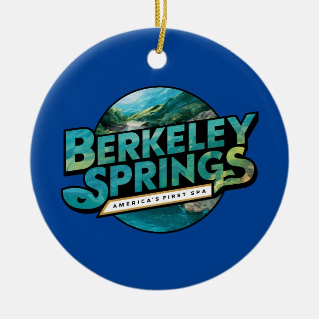 Berkeley Springs Illustration Travel Logo Keramik Ornament (Vorne)