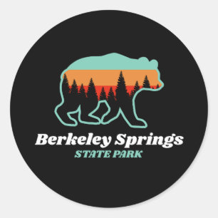 Berkeley Springs Staat Park WV Bear Retro Vintag Runder Aufkleber