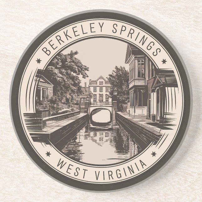 Berkeley Springs West Virginia Illustration Abzeic Getränkeuntersetzer (Vorne)