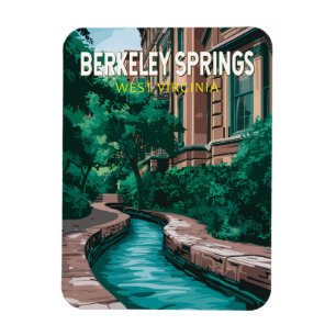 Berkeley Springs West Virginia Illustration Reise Magnet