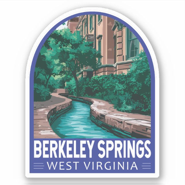 Berkeley Springs West Virginia Illustration Travel Aufkleber (Vorderseite)