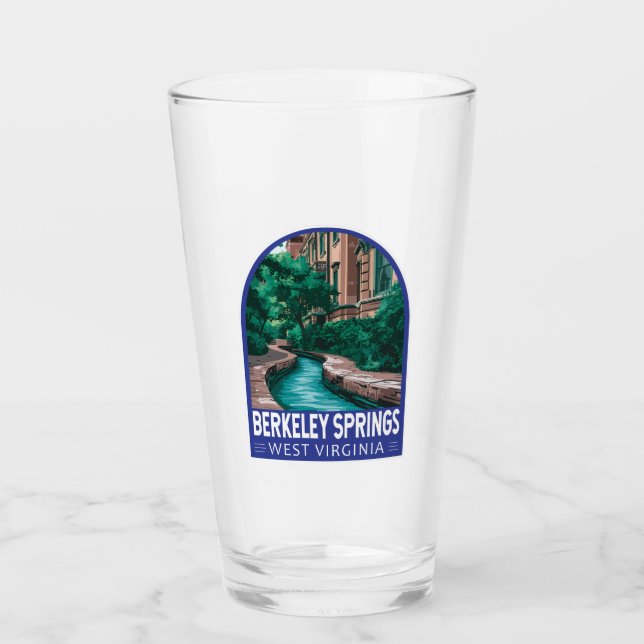 Berkeley Springs West Virginia Illustration Travel Glas (Vorderseite)