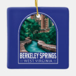 Berkeley Springs West Virginia Illustration Travel Keramikornament<br><div class="desc">Berkeley Springs retro Vektor Reise Design. Die Berkeley Springs,  eingebettet in die West Virginia-Berge,  hat Besucher zu ihren natürlichen heißen Quellen und ihrer einzigartigen künstlerischen Kultur angezogen.</div>