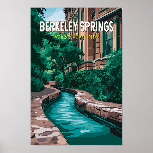 Berkeley Springs West Virginia Illustration Travel Poster (Vorne)