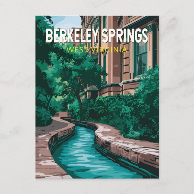 Berkeley Springs West Virginia Illustration Travel Postkarte (Vorderseite)