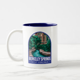 Berkeley Springs West Virginia Illustration Travel Zweifarbige Tasse