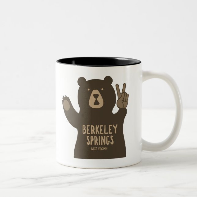 Berkeley Springs West Virginia Peace Bear Zweifarbige Tasse (Rechts)