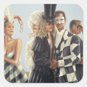 Berkley Hotel Mural - 1 Quadratischer Aufkleber