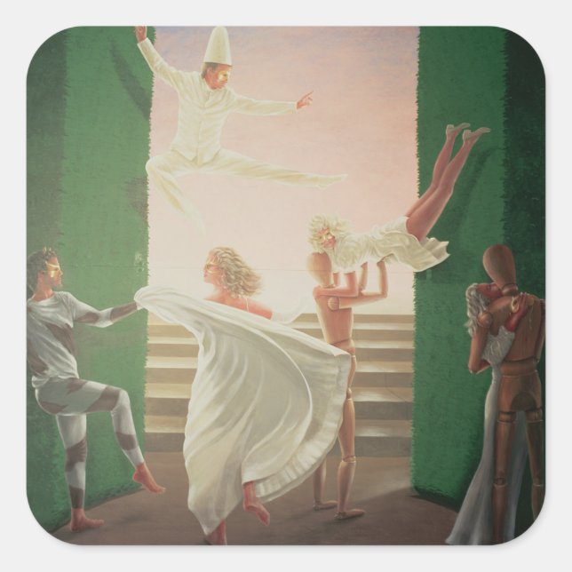 Berkley House Murals - 3 Quadratischer Aufkleber (Vorderseite)