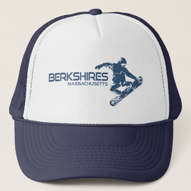 Berkshires Massachusetts Snowboarder Truckerkappe (Vorderseite)