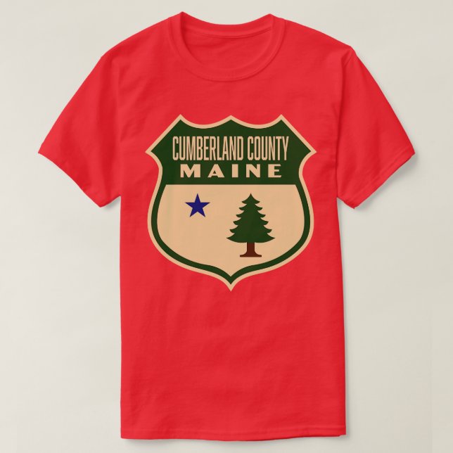 Berland Landkreis Maine Retro Pine Tree Schild Grü T-Shirt (Design vorne)