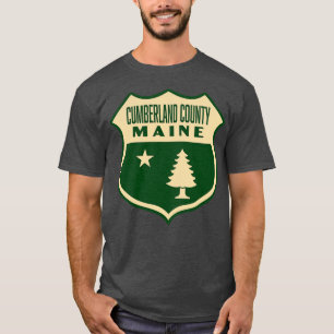 berland Landkreis Maine Retro Pine Tree Shield Tan T-Shirt