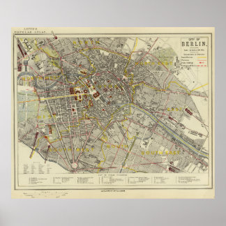 Berlin 1883 Historic Map – Letts Popular Atlas Map Poster