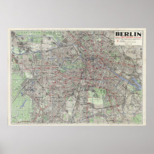Berlin 1930 Karte, Deutschland Karte, Vintage-Wand Poster
