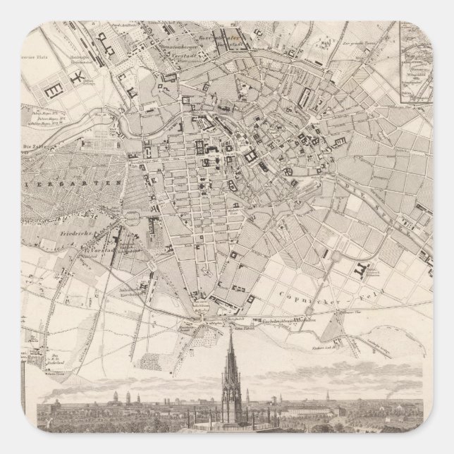 Berlin 2 quadratischer aufkleber (Vorderseite)