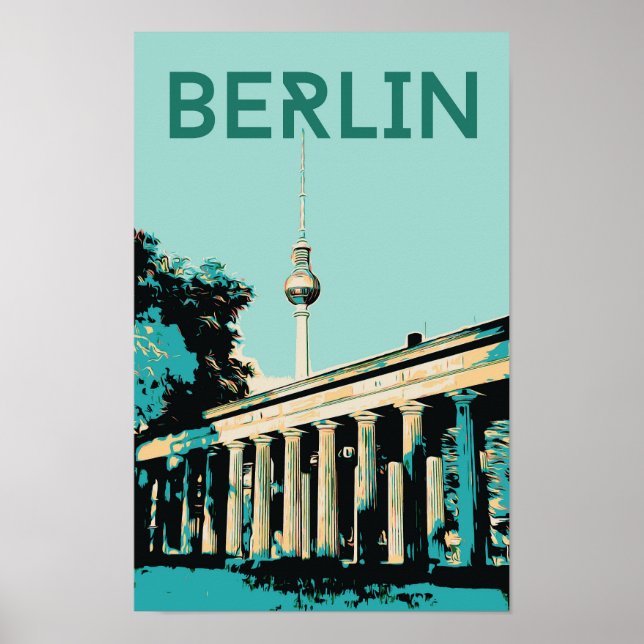 Berlin Ansicht mit Fernsehturm Abbildung Deutschla Poster (Vorne)
