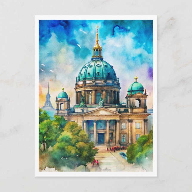 Berlin Berliner Dom Aquarellmalerei Postkarte (Vorderseite)
