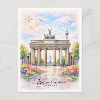 Berlin Brandenburg Gate Watercolor | Germany Feiertagspostkarte