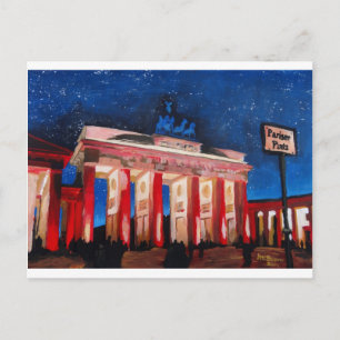 Berlin Brandenburger Tor mit Pariser Platz in Nigh Postkarte