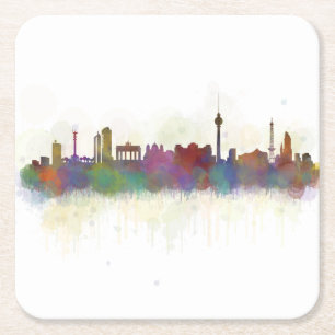 Berlin City Germany. Deutsche Skyline art v2 Rechteckiger Pappuntersetzer