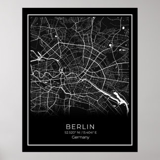 Berlin City Map - Berlin Black Map Poster