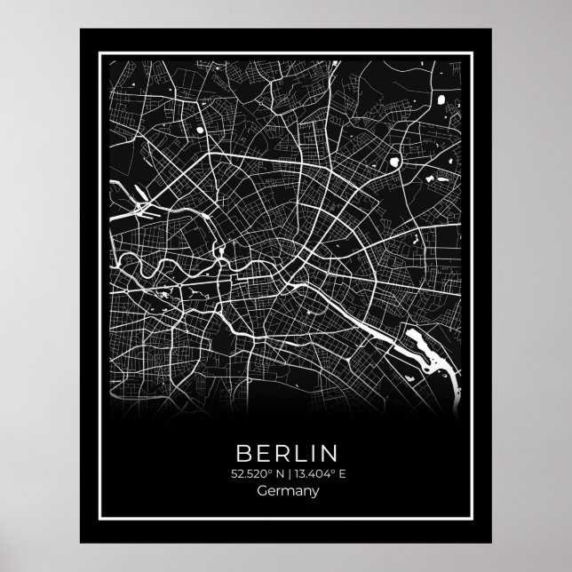 Berlin City Map - Berlin Black Map Poster (Vorne)