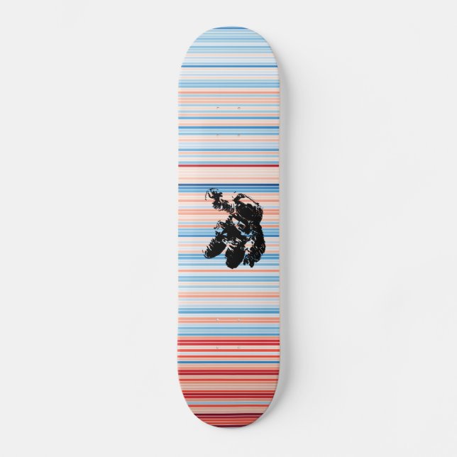 Berlin Clima Stripes Astronaut Cosmonaut 1881-2019 Skateboard (Vorderseite)