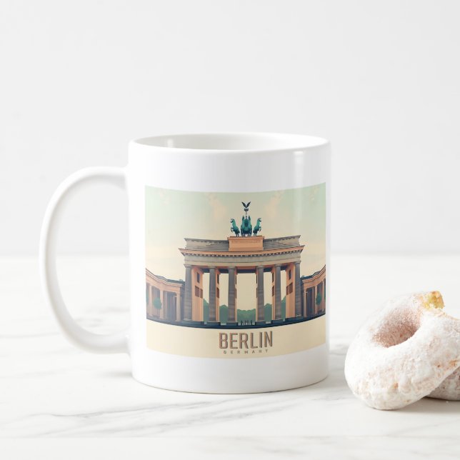 Berlin Deutschland Brandenburg Tor Pastell Travel Kaffeetasse (Mit Donut)