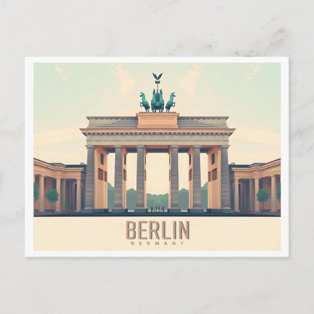 Berlin Deutschland Brandenburg Tor Pastell Travel Postkarte (Vorderseite)
