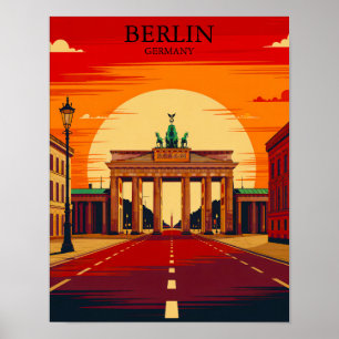 Berlin Deutschland Brandenburger Tor Retro Reise K Poster