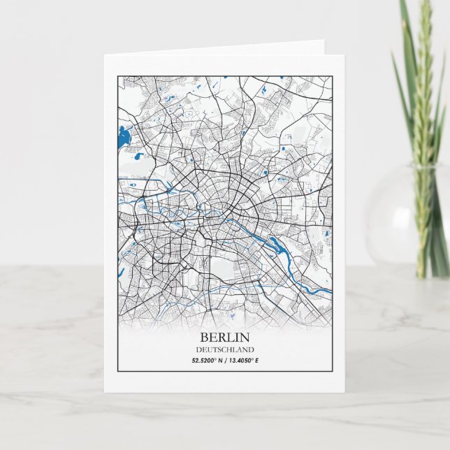Berlin Deutschland City Map Koordinaten Karte (Vorderseite)