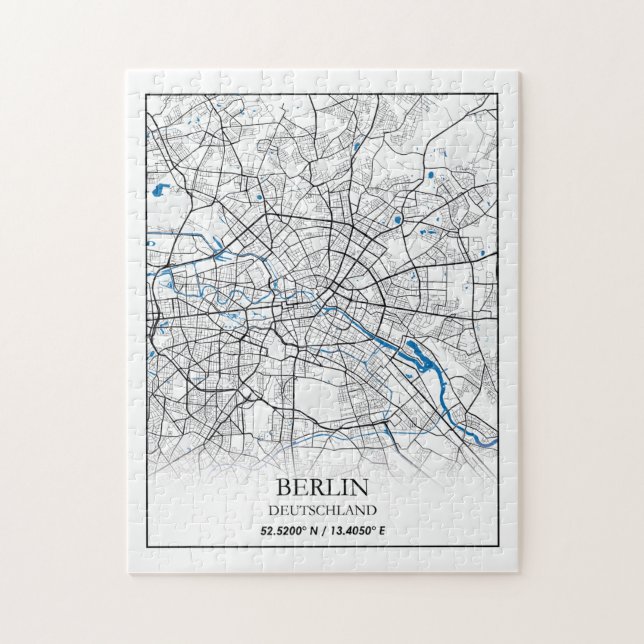Berlin Deutschland City Map Koordinaten Puzzle (Vertikal)