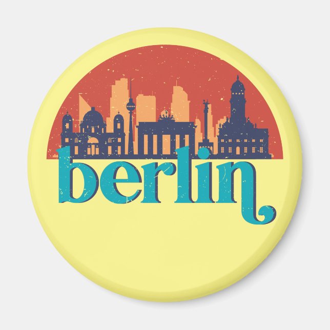 Berlin Deutschland City Skyline Retro City Art Magnet (Vorne)