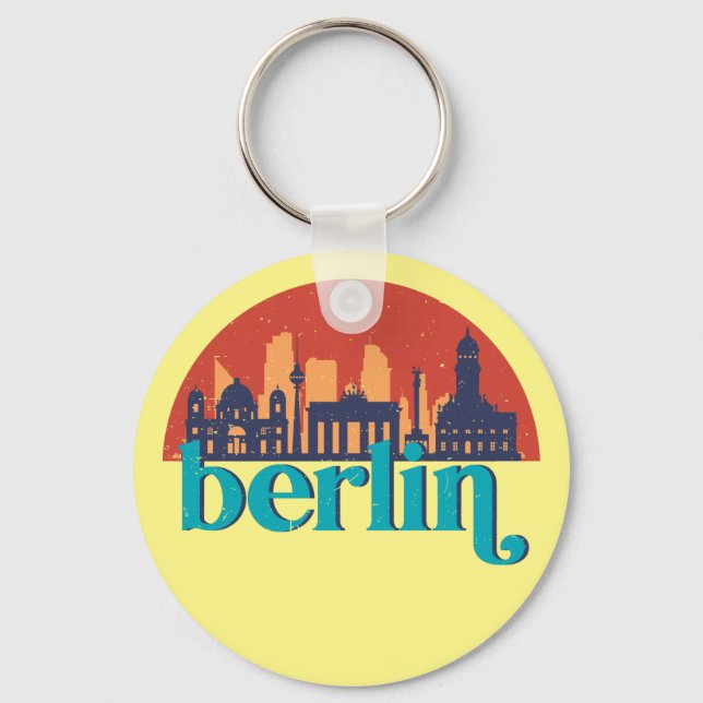 Berlin Deutschland City Skyline Retro City Art Schlüsselanhänger (Vorderseite)
