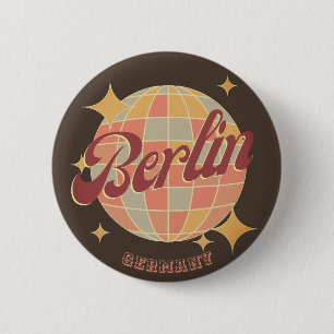 Berlin Deutschland Disco-Kugel Retro Vintage Button