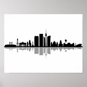 BERLIN Deutschland Hauptstadt Skyline Silhouette Poster