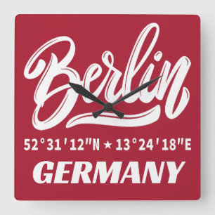 Berlin Deutschland Koordinaten Quadratische Wanduhr