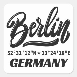 Berlin Deutschland Koordinaten Quadratischer Aufkleber