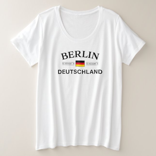 Berlin Deutschland koordiniert Deutsch Große Größe T-Shirt (Design vorne)