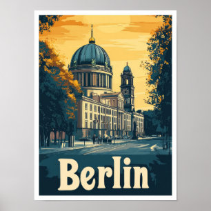 Berlin Deutschland Kunst Vintage Reise Illustratio Poster