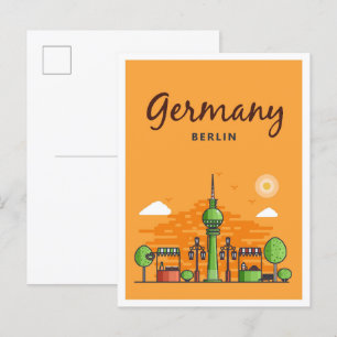 Berlin Deutschland Kunst Vintage Reiseillustration Postkarte