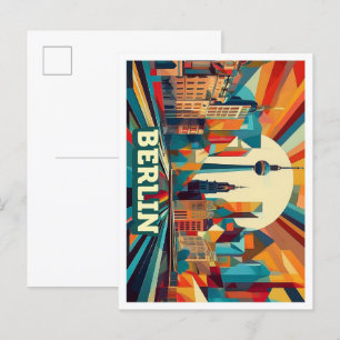 Berlin Deutschland künstlerisch farbenfroh Postkarte