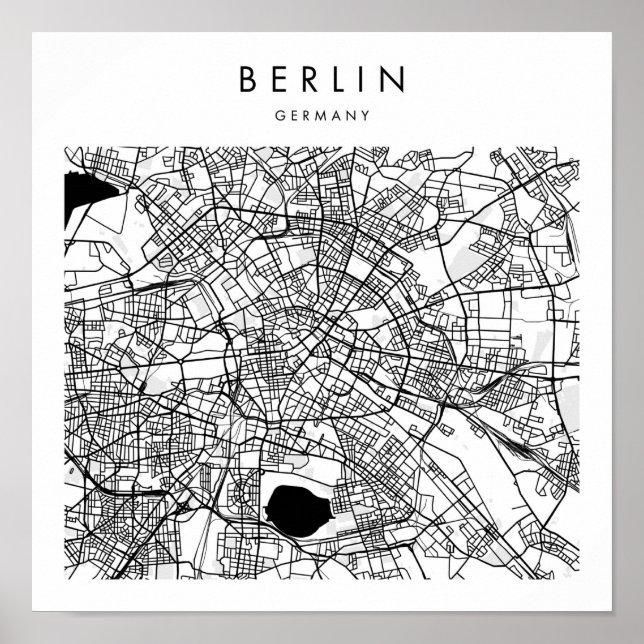 Berlin Deutschland Minimal Modern Street Karte Poster (Vorne)